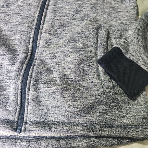 Bench Fleece Lined Jacket Men's Size LG Sweater Hooded Full Zip Grey w Pockets - Picture 3 of 8